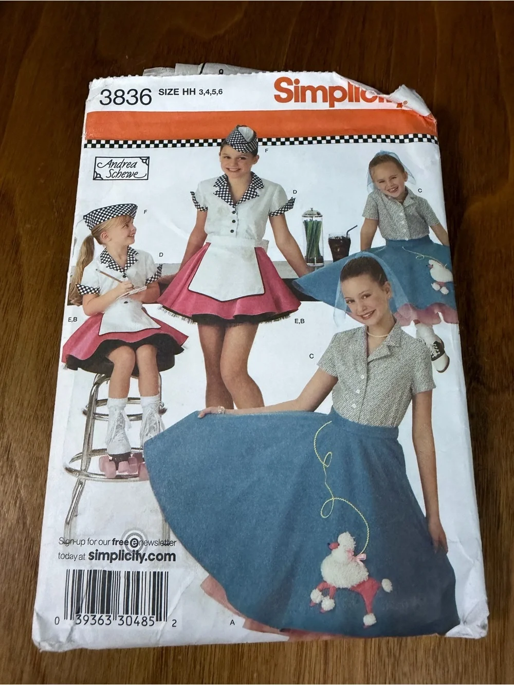 Lot of 3 Simplicity Kids Costume Patterns penguin poodle skirt chef cowboy